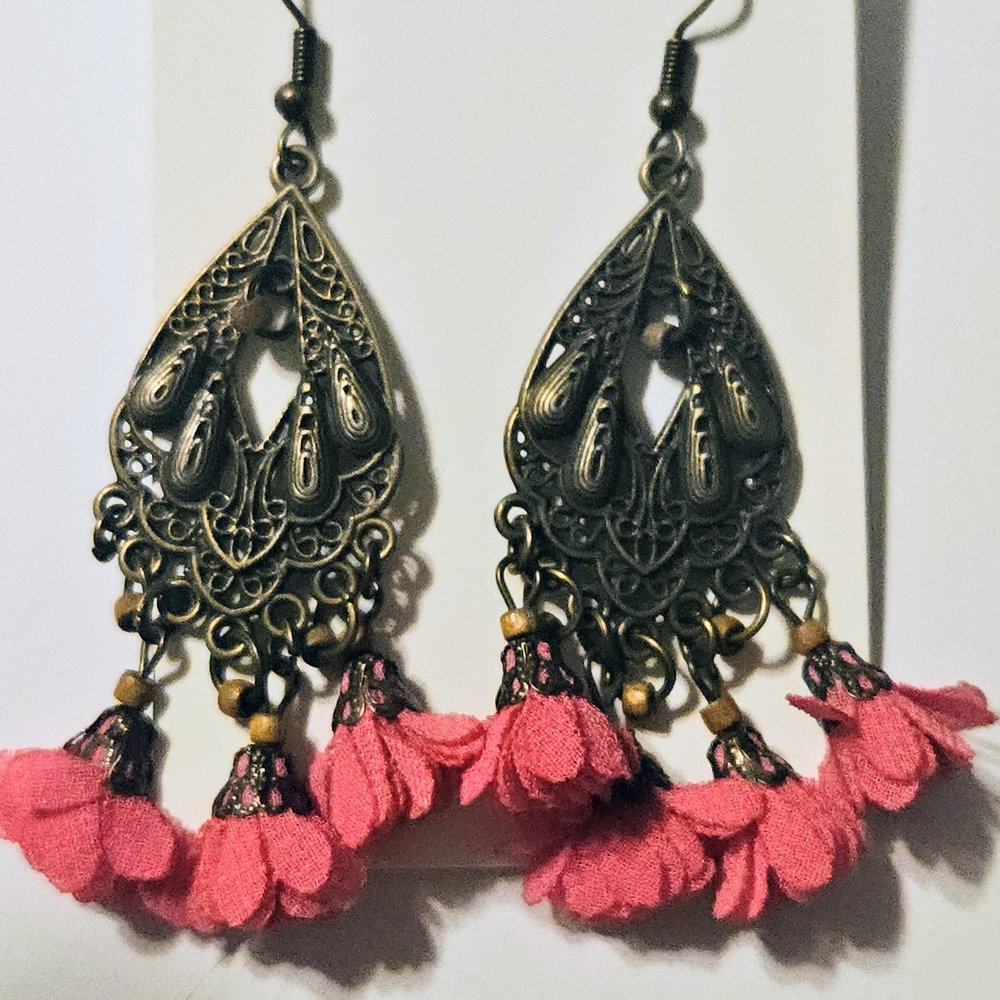 Elegant Pink Tassel Earrings